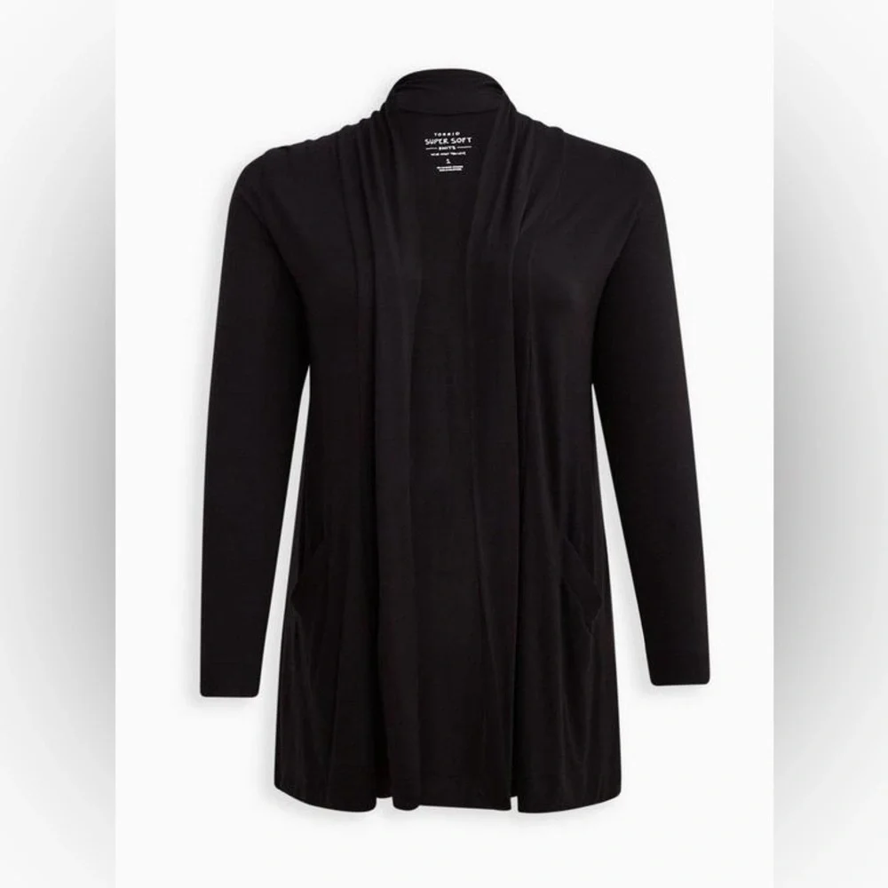 NWT Torrid Super Soft Cardigan Straight Front, Size 0 (L/12), Black - Picture 5 of 10